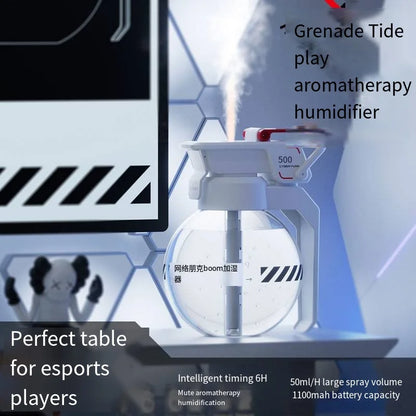 2025 Cyberpunk Grenade Air Humidifier – Essential Oil Aromatherapy Diffuser, Creative Gift for Esports Fans