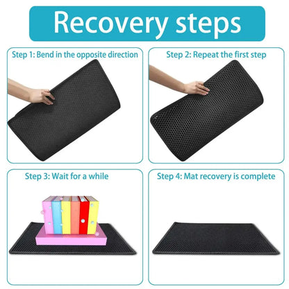 Double Layer Waterproof Cat Litter Mat: Non-Slip Sand Pad with Washable Bed Mat - Keep Your Home Clean with this Cat Litter Box Accessory