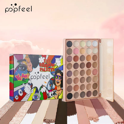 POPFEEL 40 Color Eyeshadow Palette - Earth Tone & Rainbow Shades with Matte and Shimmer Long Lasting Finish