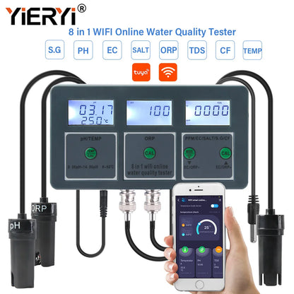 Yieryi WiFi Smart Water Quality Tester - Tuya PH ORP TDS EC Salt Temperature Monitor & Data Logger