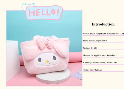 Kawaii Sanrio Kuromi Plush Backpack – Lolita Style Stuffed Animal Doll, My Melody Tote Bag for Women & Girls, Christmas Gift