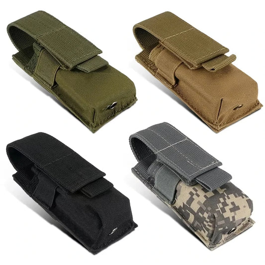 Tactical MOLLE Flashlight Pouch - 9mm Magazine Holder & Knife Holster EDC Outdoor Gear Bag