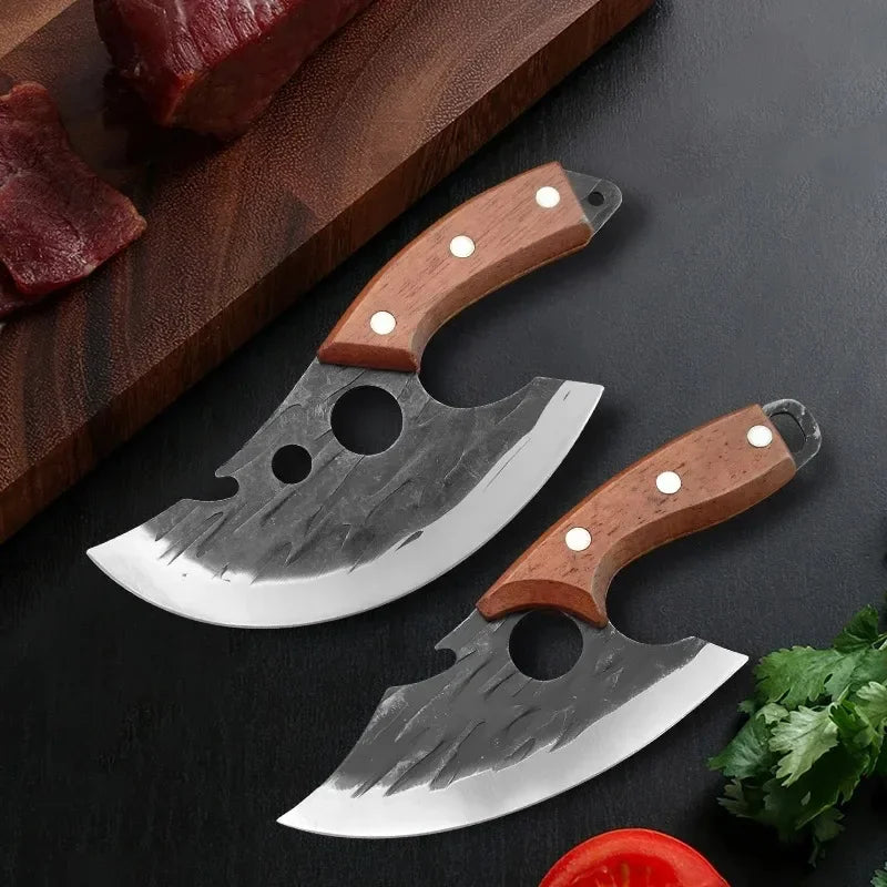 Multifunctional Stainless Steel Kitchen Knife - Forged Meat Cleaver Boning Knife with Bottle Opener and Protective Cover