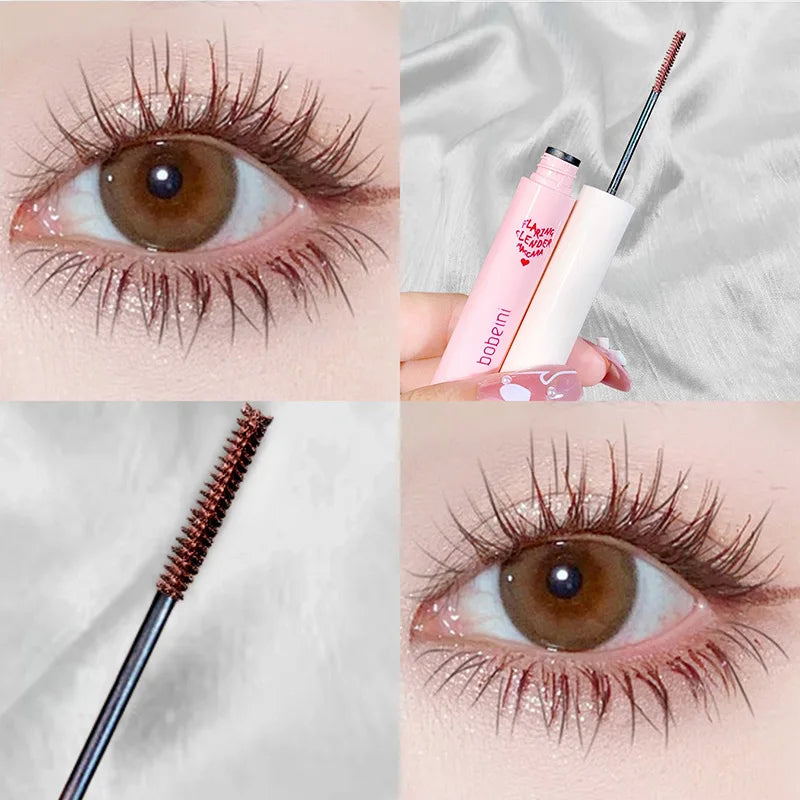 Brown Matte Mascara with Ultra-Fine Brush — Waterproof, Fast-Dry, Natural Curling & Lengthening Eyelashes Cosmetics