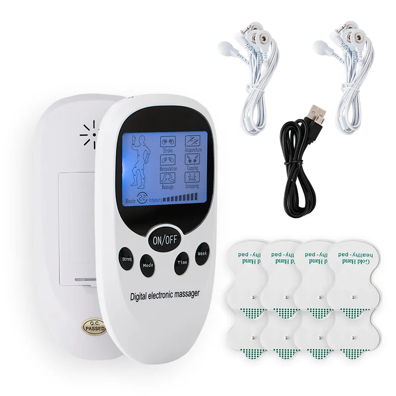 Digital TENS EMS Massager — Electric Pulse Muscle Stimulator with Electrode Pads for Back and Neck, Home Use
