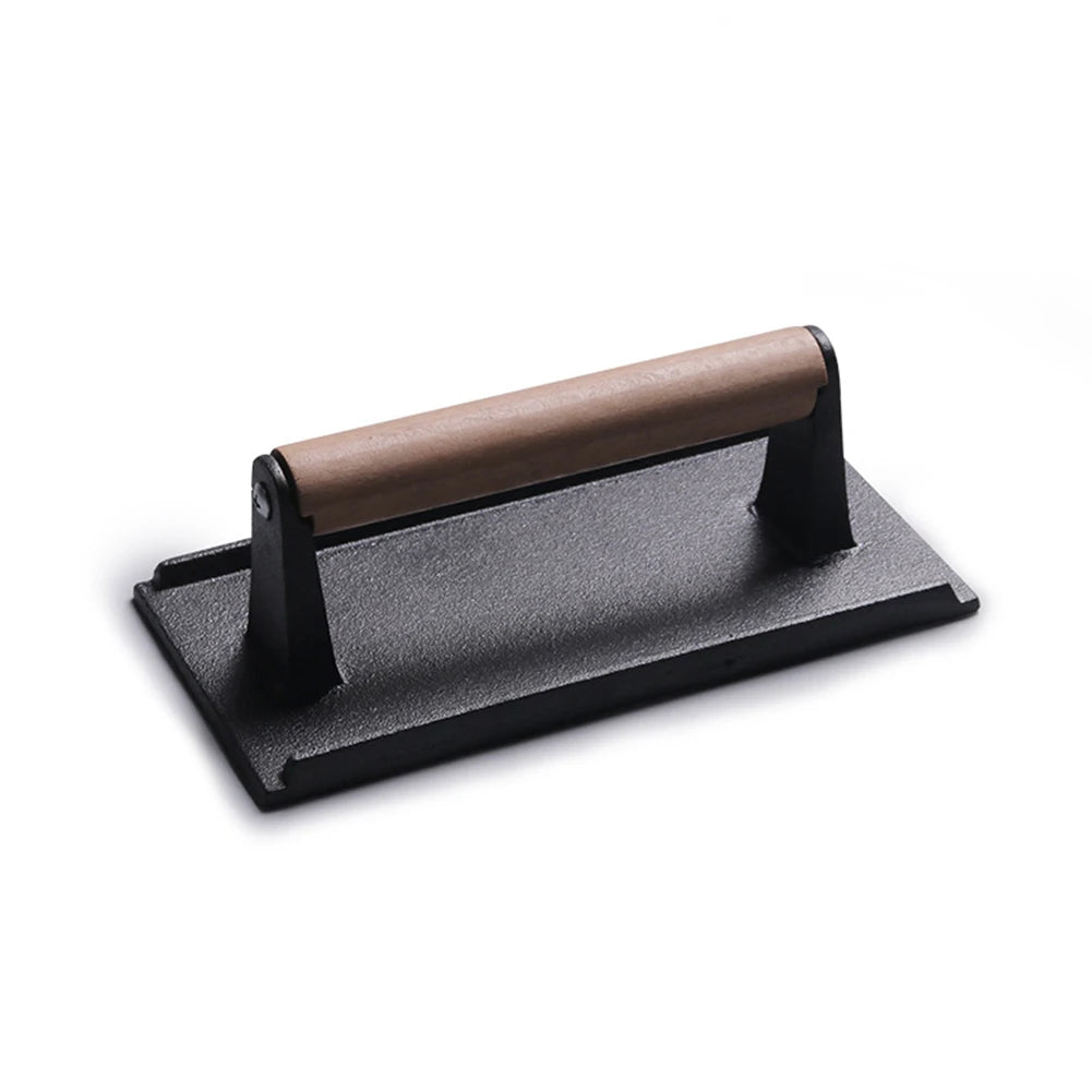 Universal Rectangular Meat Press, Heavy-Duty Steak & Burger Press with Handle, BBQ Cooking Tool, High Temperature Resistance