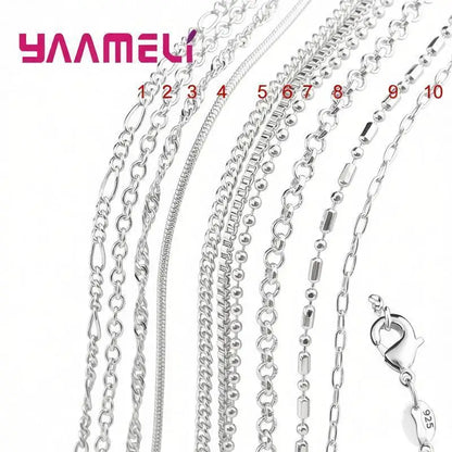 925 Sterling Silver Link Chain Necklace – 100% Authentic Genuine Jewelry with Lobster Clasp for Men & Women, 16–30 Inch, 10 Designs