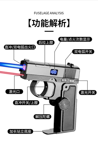 2025 Windproof Dual-Use Laser Lighter – Electric & Gas Multifunctional Metal Lighter for Men