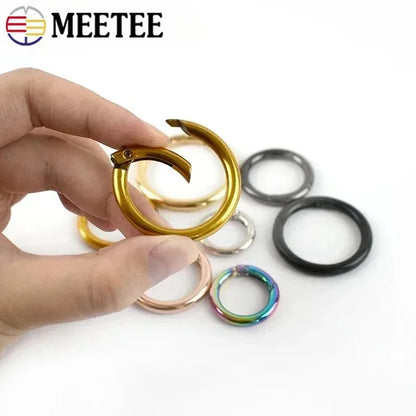 10Pcs Metal O Ring Spring Clasps - 10-38mm Openable Round Carabiner Snap Hooks for Keychains, Bags & DIY Jewelry Accessories