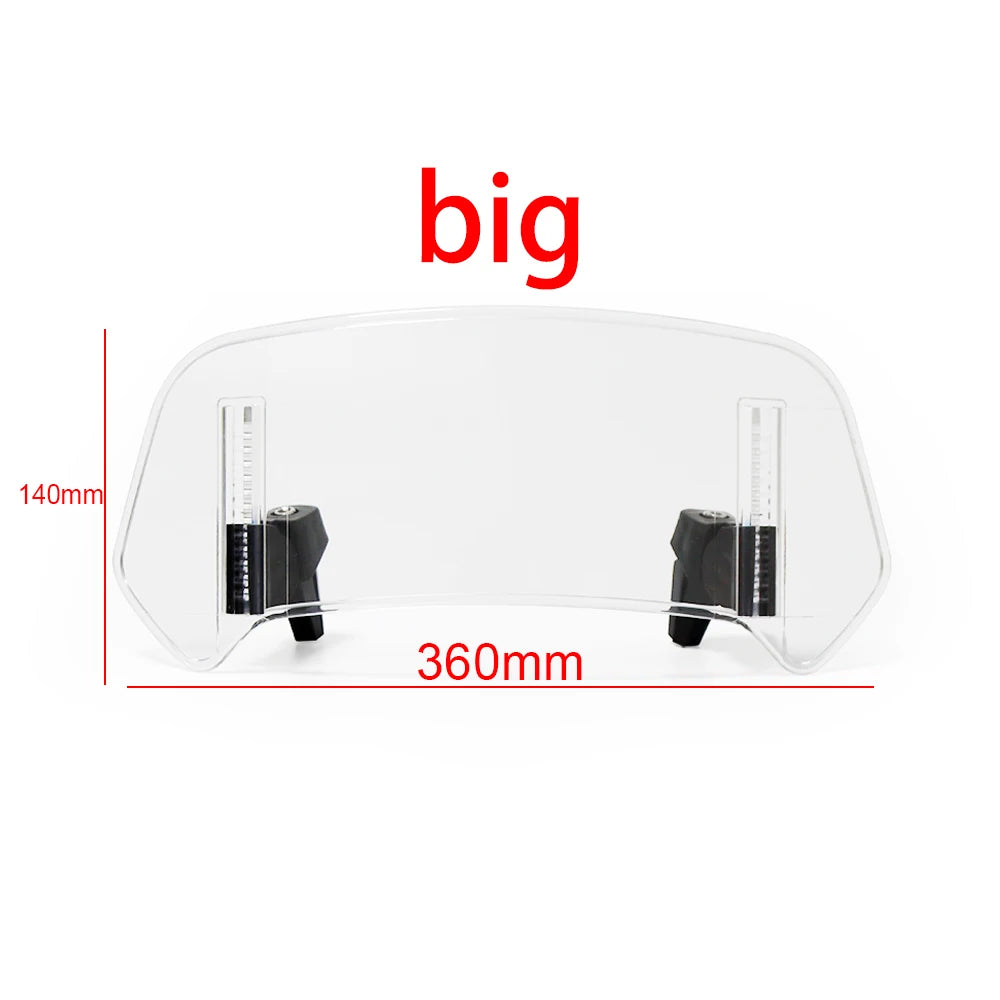 Universal Motorcycle Windshield Extension - Adjustable Clamp-On Windscreen Spoiler Deflector for All Bikes
