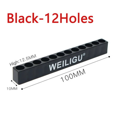 6.35mm Hex Screwdriver Bit Holder - Soft Rubber Organizer with 10/12 Hole Plastic Storage Box
