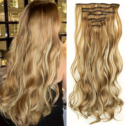 Women’s 7Pcs Hair Extensions with 16 Clips – Natural Black Straight Ombre Hairpiece