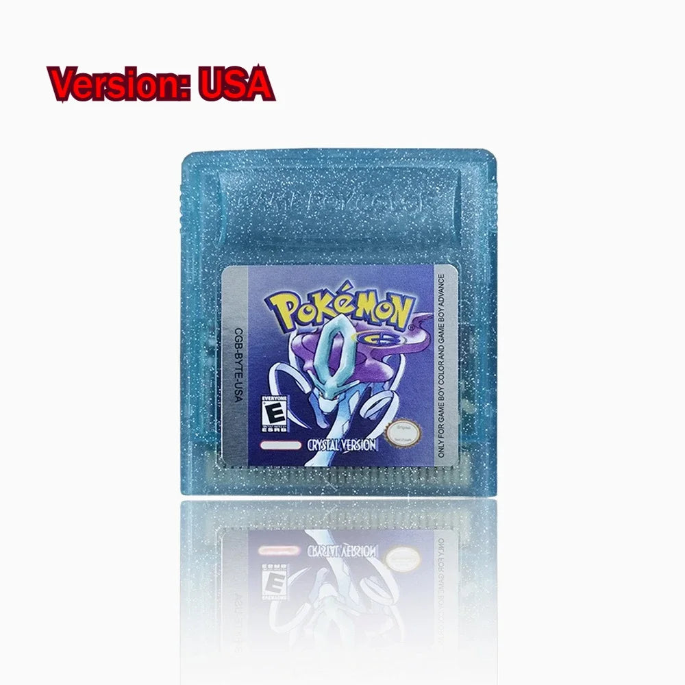 Pokemon GBC Game Cartridge - 16-Bit Video Game Card in Red, Blue, Crystal, Gold, Silver & Yellow Versions