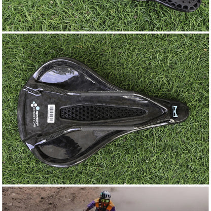 RYET Ultra Full Carbon 3D Printed Bike Saddle — 145mm Lightweight MTB Seat with High Modulus Carbon Fiber Base