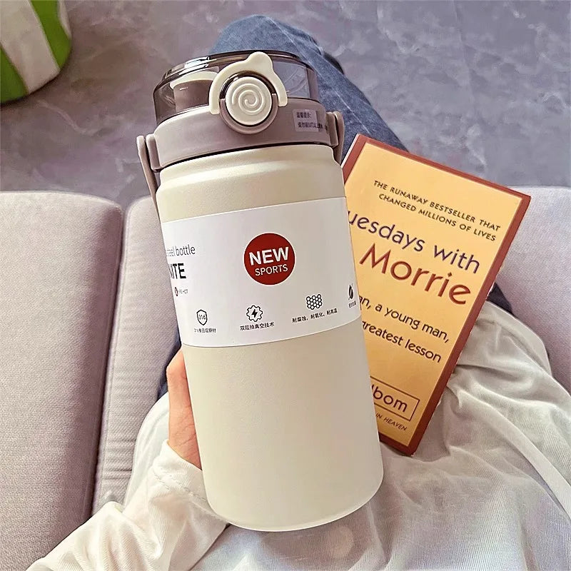1L/1.2L Stainless Steel Thermal Water Bottle – Vacuum Insulated Thermos Cup with Straw, Hot & Cold Drink Tumbler for Gym & Travel
