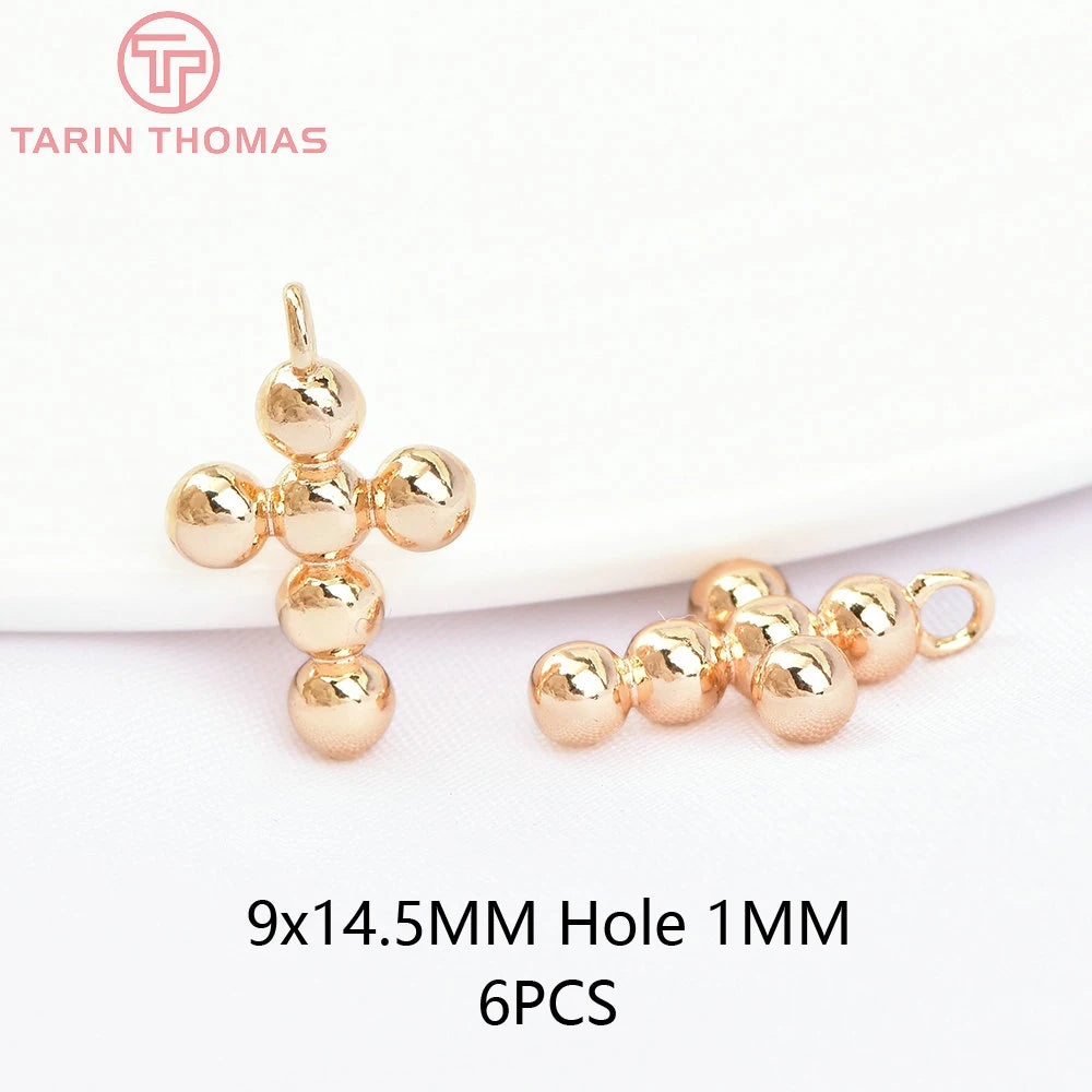 24K Champagne Gold Cross Charms - Small Brass DIY Jewelry Pendants & Craft Accessories