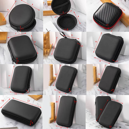 Portable Mini 3C Hard Shell Storage Bag - Artificial Leather Organizer for Earphones, Chargers, Data Cables, and U Disks