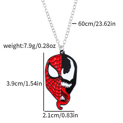 Venom & Spider-Man Necklace - Superhero Pendant Fashion Jewelry, Unique Gift for Fans