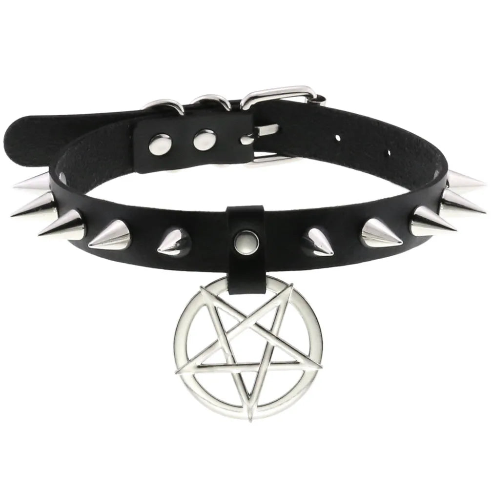 Harajuku Cosplay Rivet Star Punk Rock Gothic Collar — Sexy PU Leather Heart Cross Spike Choker Jewelry for Women