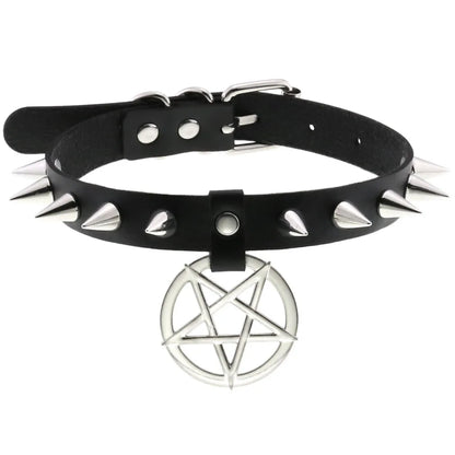 Harajuku Cosplay Rivet Star Punk Rock Gothic Collar — Sexy PU Leather Heart Cross Spike Choker Jewelry for Women