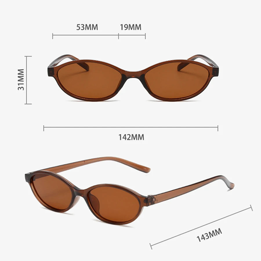 Retro Oval Frame Sunglasses — Trendy Small Frame Punk Cat Eye Sunshade Glasses, Personalized Fashion Sun Protection Eyewear