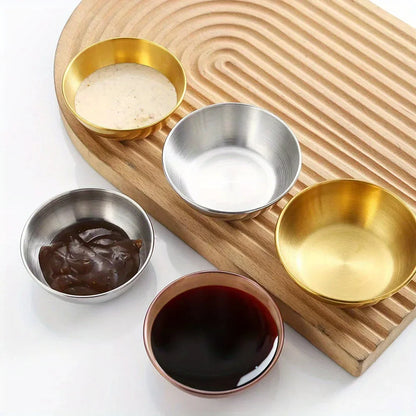 3/6-Piece Stainless Steel Sauce Dishes – Appetizer & Spice Serving Plates for Kitchen