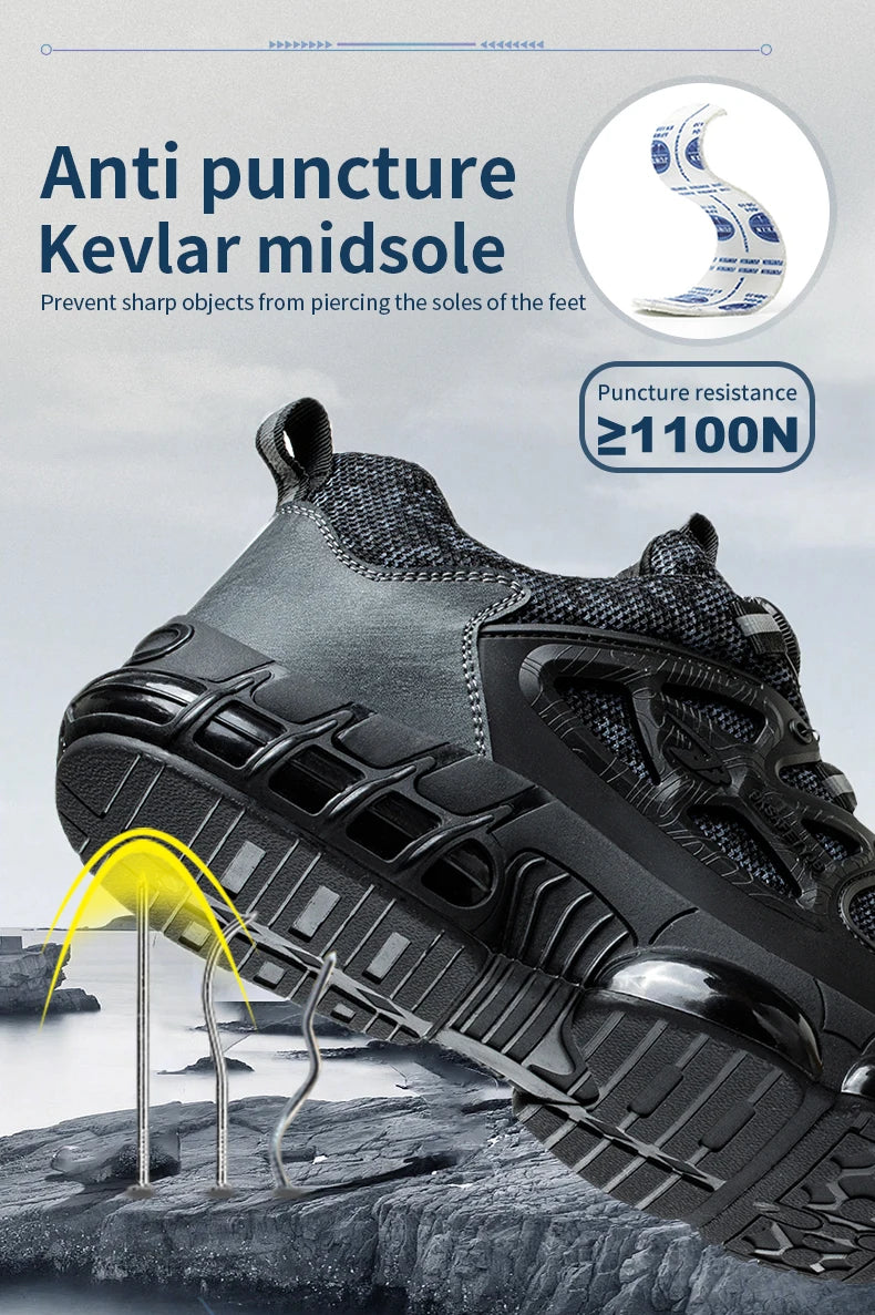 Steel Toe Men’s Work Boots – Lightweight Indestructible Safety Shoes, Anti-Smash & Anti-Puncture Sneakers