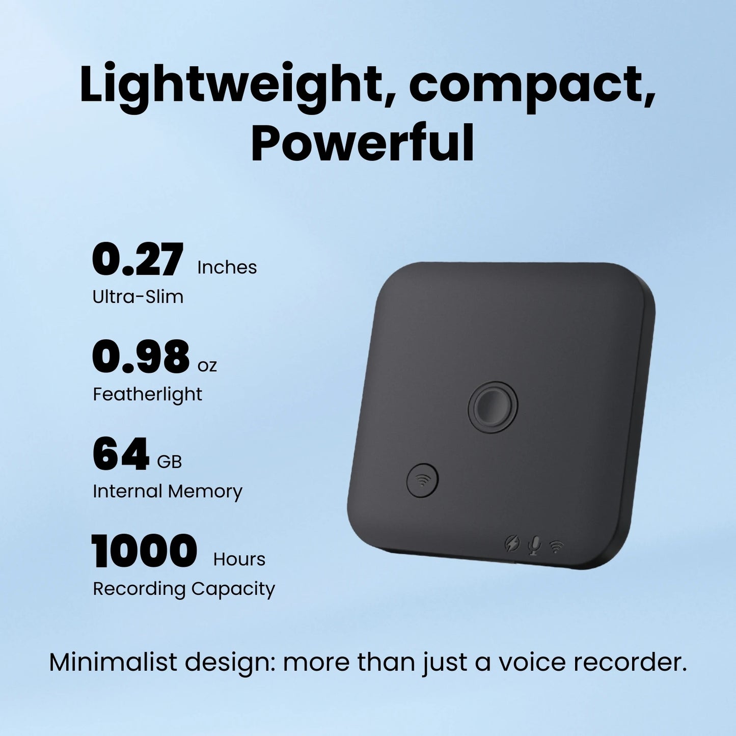 AI Voice & Call Recorder – Speech-to-Text & Summarization, 100 Languages Support, 64GB Storage