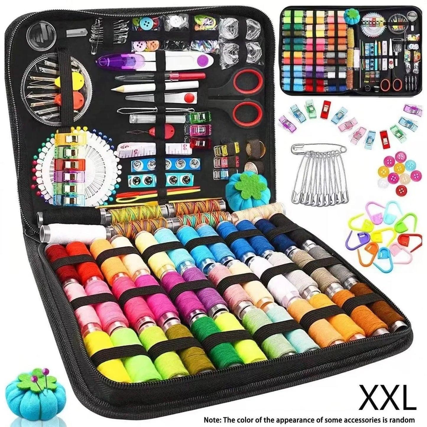 Complete Sewing Kit Set - Professional Threads, Needles, Scissors & Tape Measure for DIY Crafts and Home Repairs