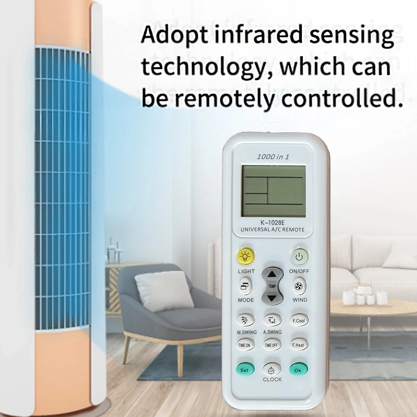 K-1028E Universal A/C Remote Control for Haier, Panasonic, LG, Sharp, Gree, Midea, & More