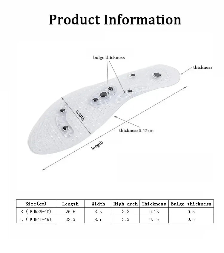 Magnetic Acupressure Foot Massage Insoles – Silicone Pain Relief & Therapy Inserts