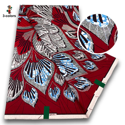 100% Cotton African Wax Print Fabric - Soft Golden Ankara Pagne for Nigerian Fashion & Traditional Wear