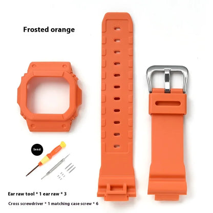 Matte Resin Bezel and Rubber Strap Set for Casio G-Shock DW-5600, GW-M5610, G-5000 & GWB-5600 - Replacement Watch Case and Band Accessories