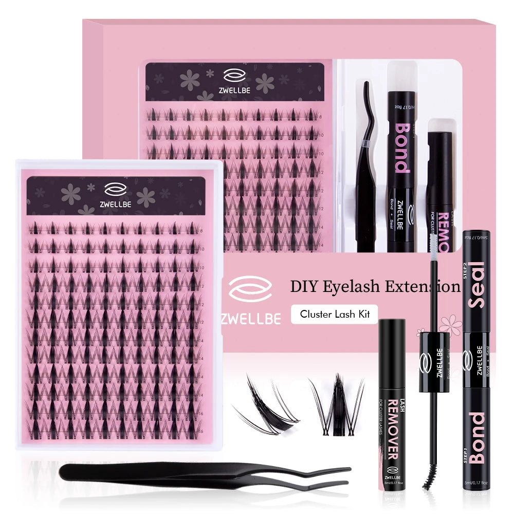 780pcs Eyelash Clusters Kit – 8-16mm Extension with Bond & Seal, Remover, Applicator for DIY Home Makeup