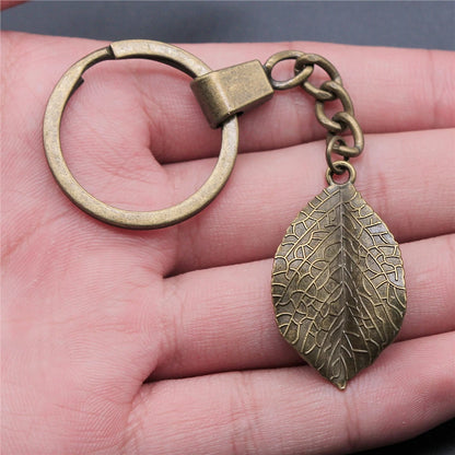 New Fashion Men 30mm Metal Alloy Keychain with Vintage Heart, Flower, Rose, Sunflower & Tree Pendant DIY Keyring Holder Chain Accessory