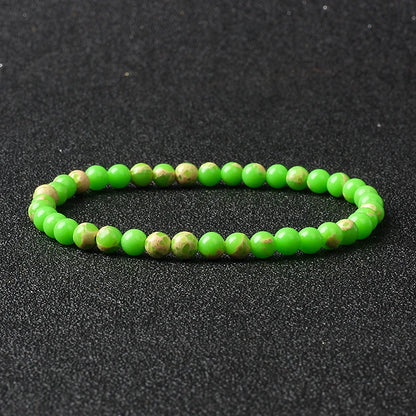 4mm Natural Stone Bead Stretch Bracelet for Men & Women – Agate Lava Handmade Reiki Crystal Jewelry