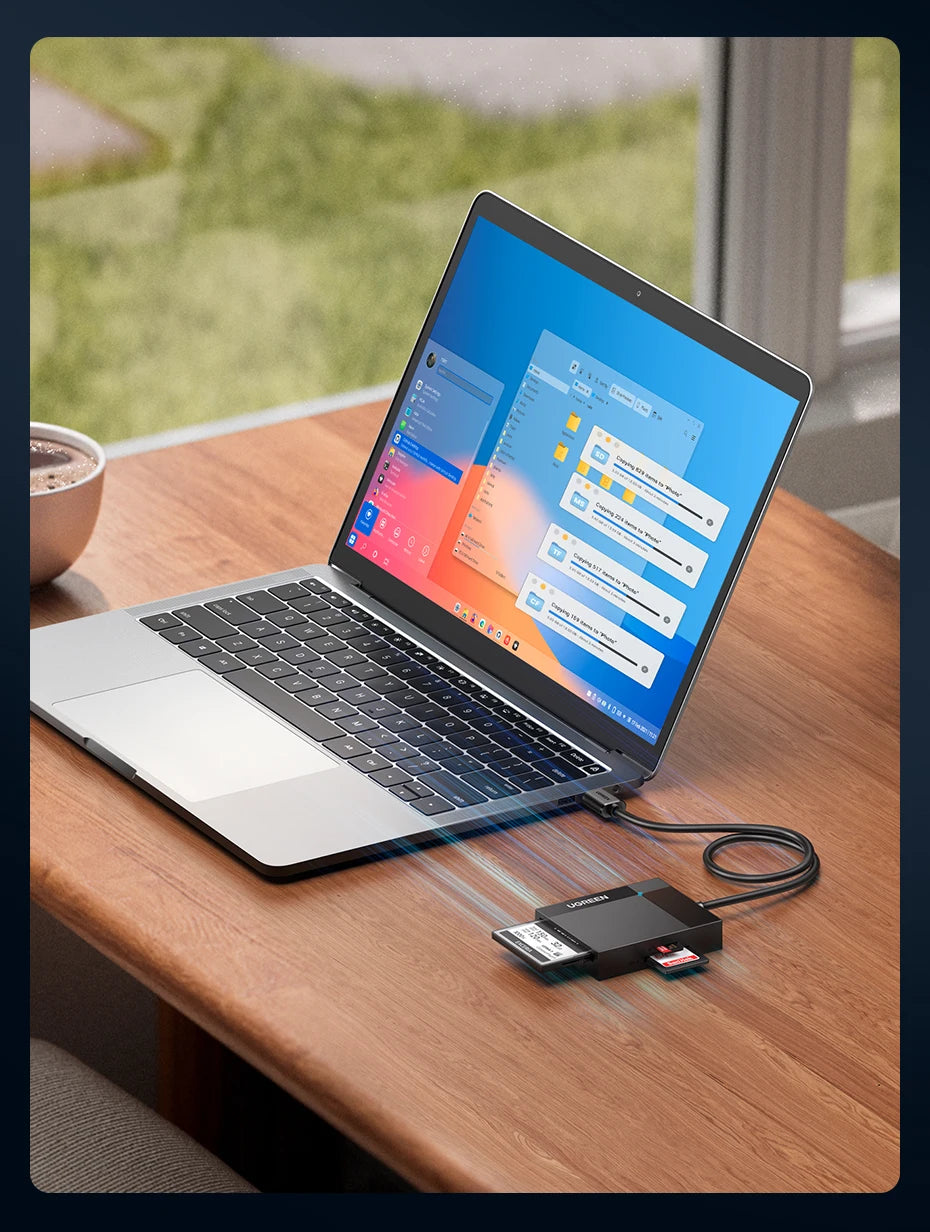 UGREEN 4-in-1 USB 3.0/USB-C Card Reader – SD, Micro SD, TF, CF, MS OTG Adapter for Laptop & PC