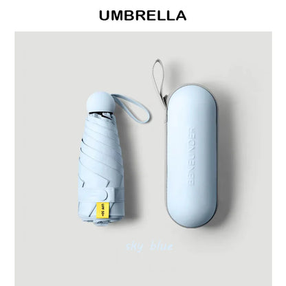 Mini Capsule Umbrella – Portable Sun & Rain Protection, UV Coating, 6 Reinforced Ribs, Compact Travel Outdoor Umbrella