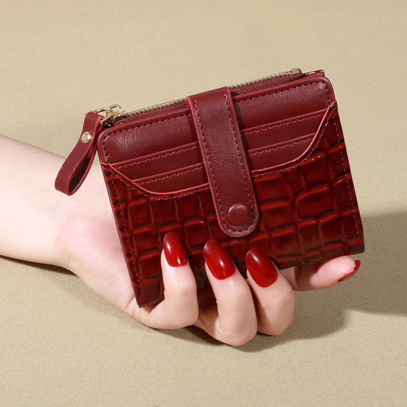 Elegant Women’s Multi-Card Wallet – Casual PU Leather Double Zip Clutch with Crocodile Texture and Stylish Storage