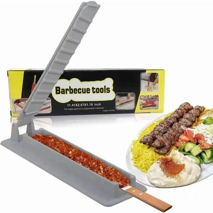 New Single Row Kebab Maker - BBQ Meat Skewer Machine, Reusable Plastic Kebab Press - Kebab Preparation BBQ Tool for Easy Skewering
