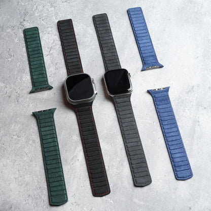 Magnetic Alcantara Strap for Apple Watch Ultra 2, 49mm, 46mm, 45mm, 44mm, Suede Leather Band for iWatch Series 10, 9, 8, 7, 6, 5, SE