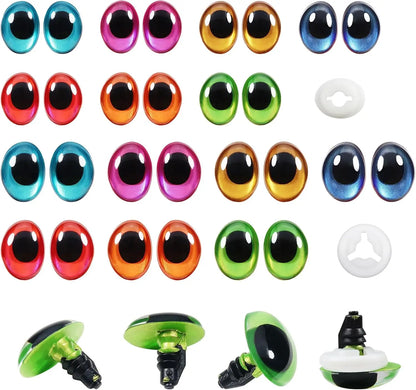 10PCS 3D Colorful Safety Eyes - Oval Crochet Doll Eyes for Amigurumi DIY Toy Making