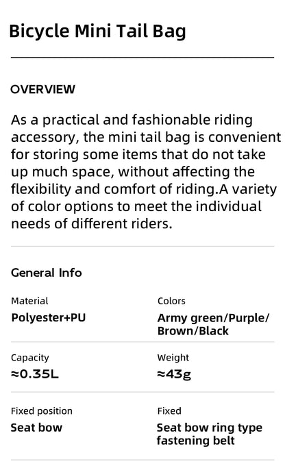ROCKBROS Mini Bike Tail Bag – Lightweight Road Bicycle Storage for Tools & Accessories