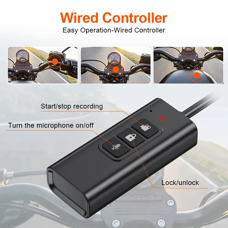 Motorcycle 2K Front & Rear DVR Dash Cam – WiFi GPS, Waterproof Full-Body Video Recorder Black Box