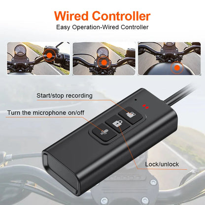 Motorcycle 2K Front & Rear DVR Dash Cam – WiFi GPS, Waterproof Full-Body Video Recorder Black Box