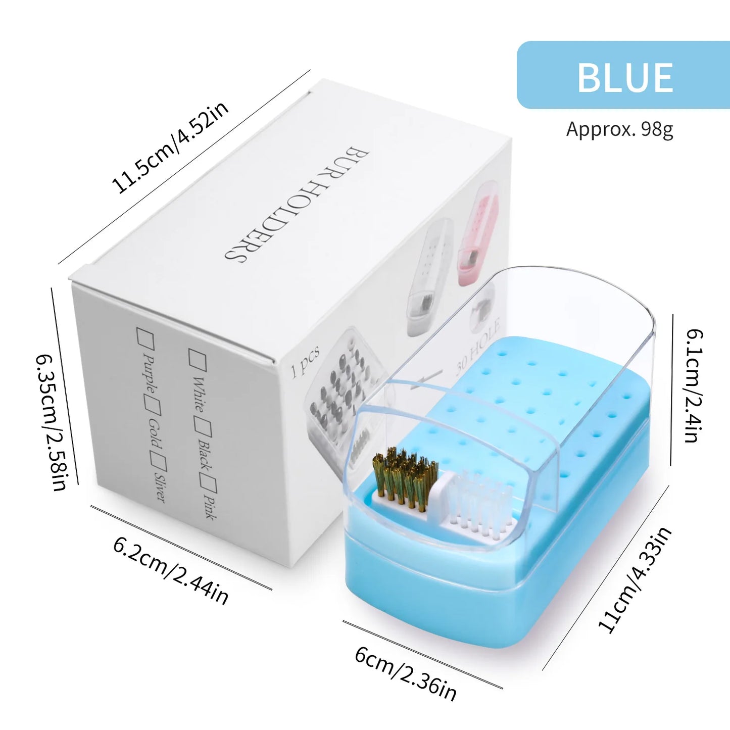 Nail Drill Bit Organizer Box - 30-Slot Acrylic Dustproof Storage Case for Nail Art Supplies