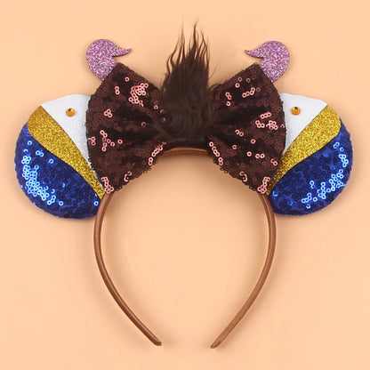 Disney Cartoon Mouse Ears Headband - Sequin Bow Hair Accessory for Girls, Birthday Parties & Cosplay