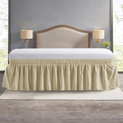 Elastic Wrap-Around Bed Skirt – Soft Fade-Resistant Ruffle Bed Cover & Mattress Protector (Couvre Lit Style)
