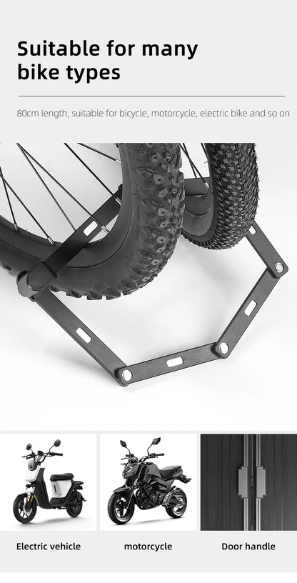 WEST BIKING Foldable Bike Lock – Heavy Duty Anti-Theft Chain Cable Padlock with 3 Keys for Bicycle & Motorcycle Security