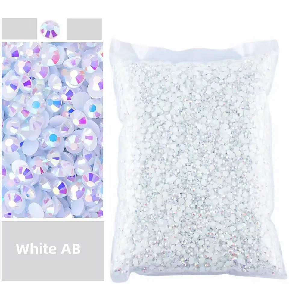 Jelly AB Resin Rhinestones 2-6mm — Non-Hotfix Flat Back Plastic Crystals & Strass Glitters, Large Pack